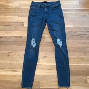 PROSPERITY Skinny Distressed Blue Denim Jeans Frayed Hem Medium Wash Women’s 26